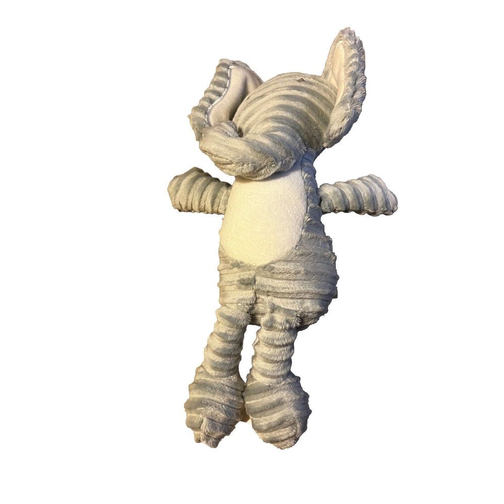 Chick Pea Gray Ribbed Elephant Plush Cream Ears Baby Loveyā Toy